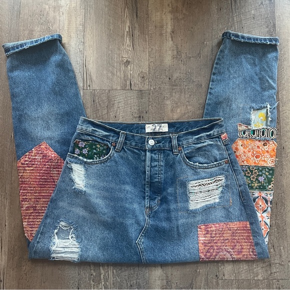 Free People Zappa Harem Patchwork Jeans - Picture 5 of 15
